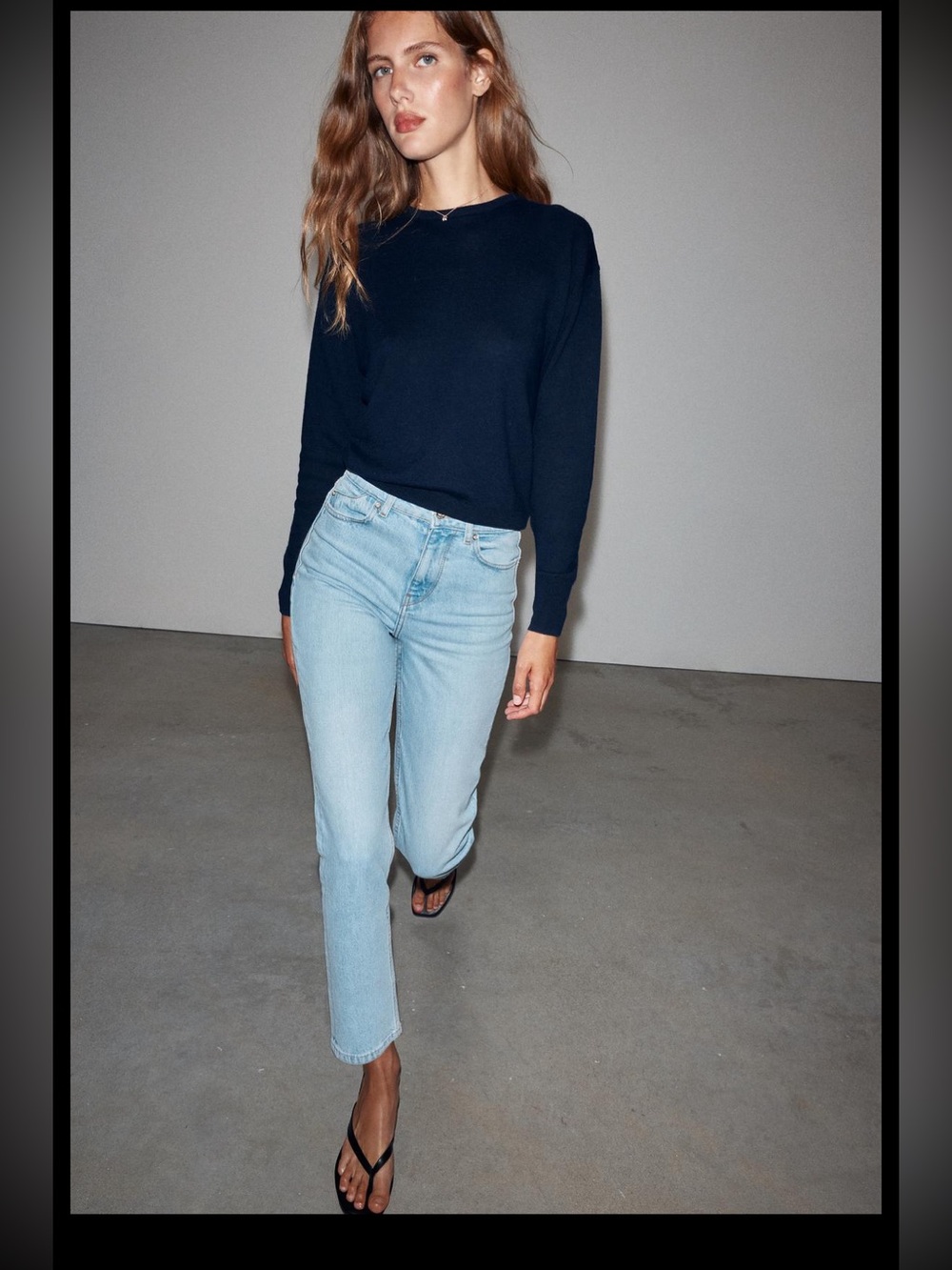 Zara Light Blue High-Rise Straight Jeans